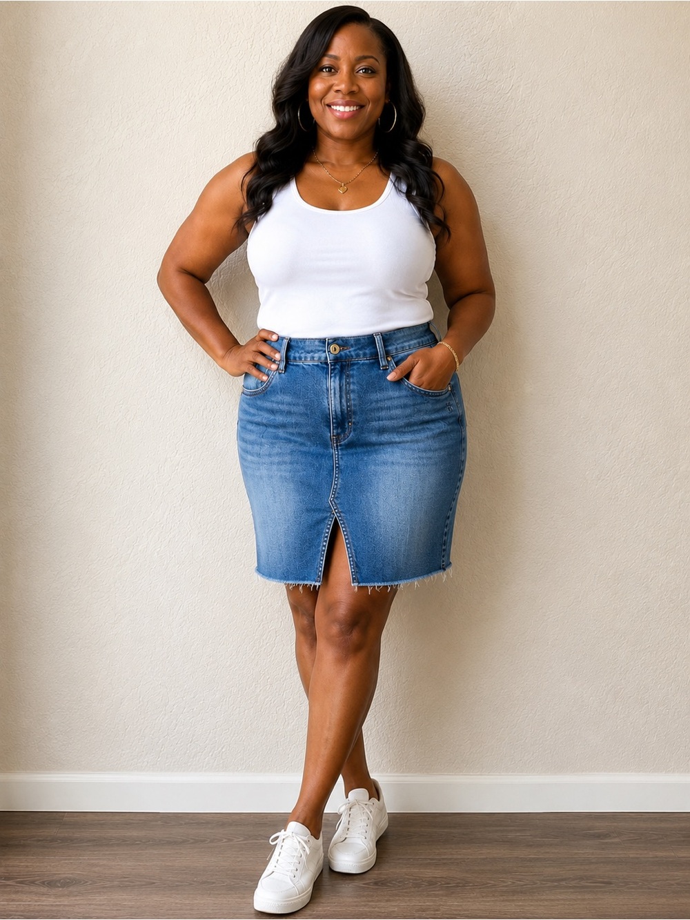 Tommy Hilfiger Blue Denim Midi Skirt